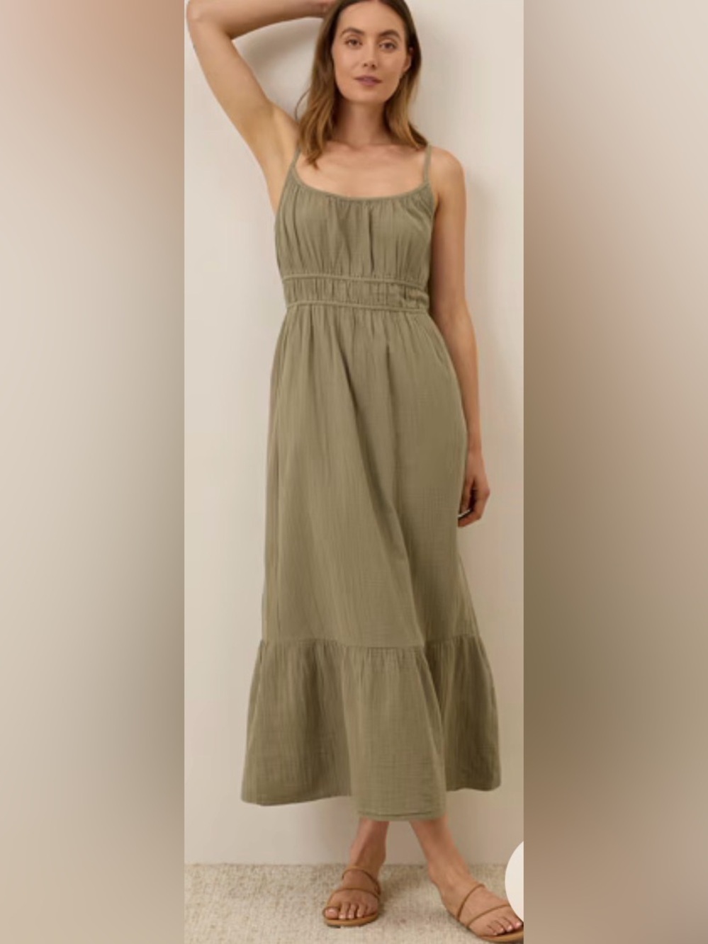 Pact Women’s Olive Green Maxi Sundress with Spaghetti Straps